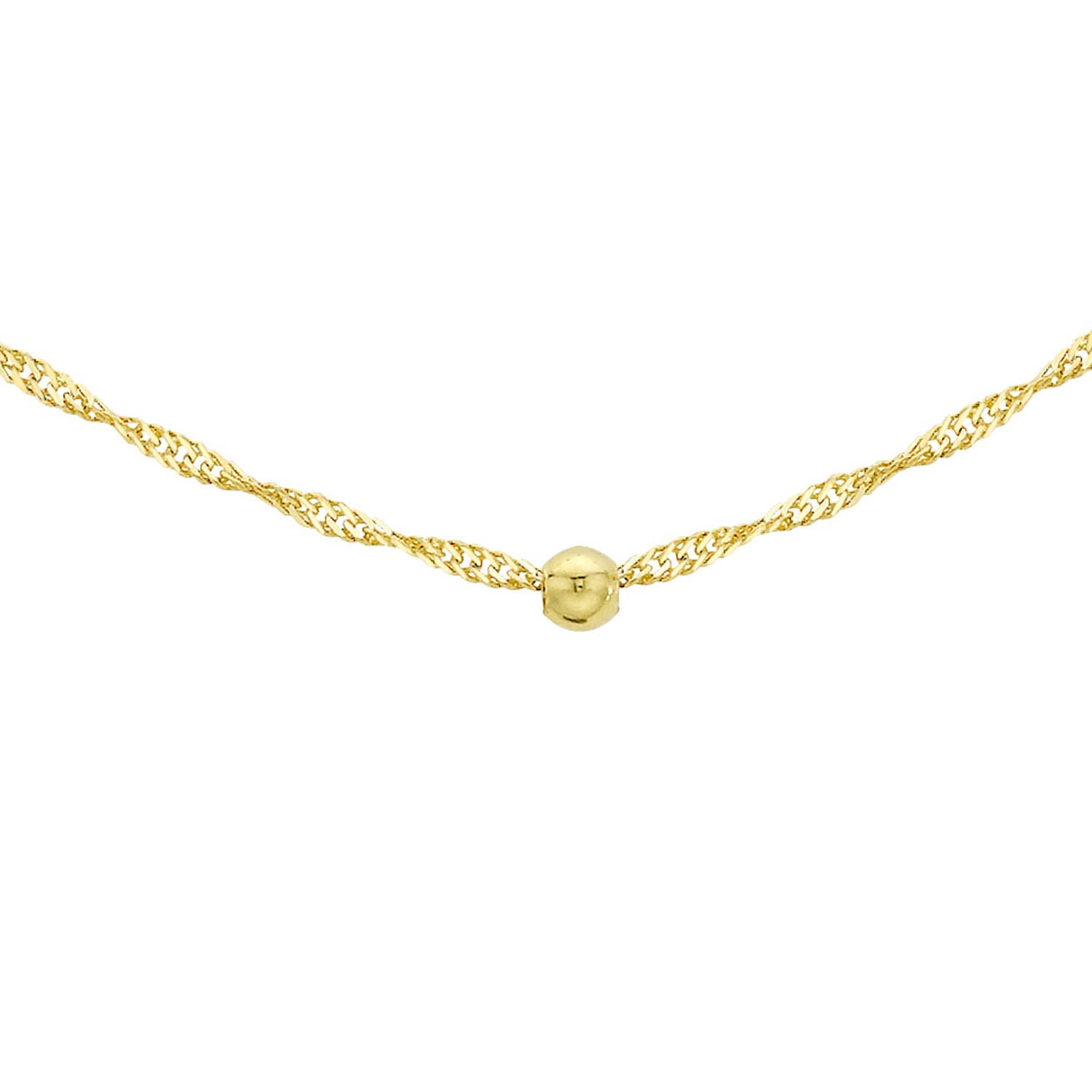 9ct Yellow Gold Solid Ball Twist Necklace 45cm