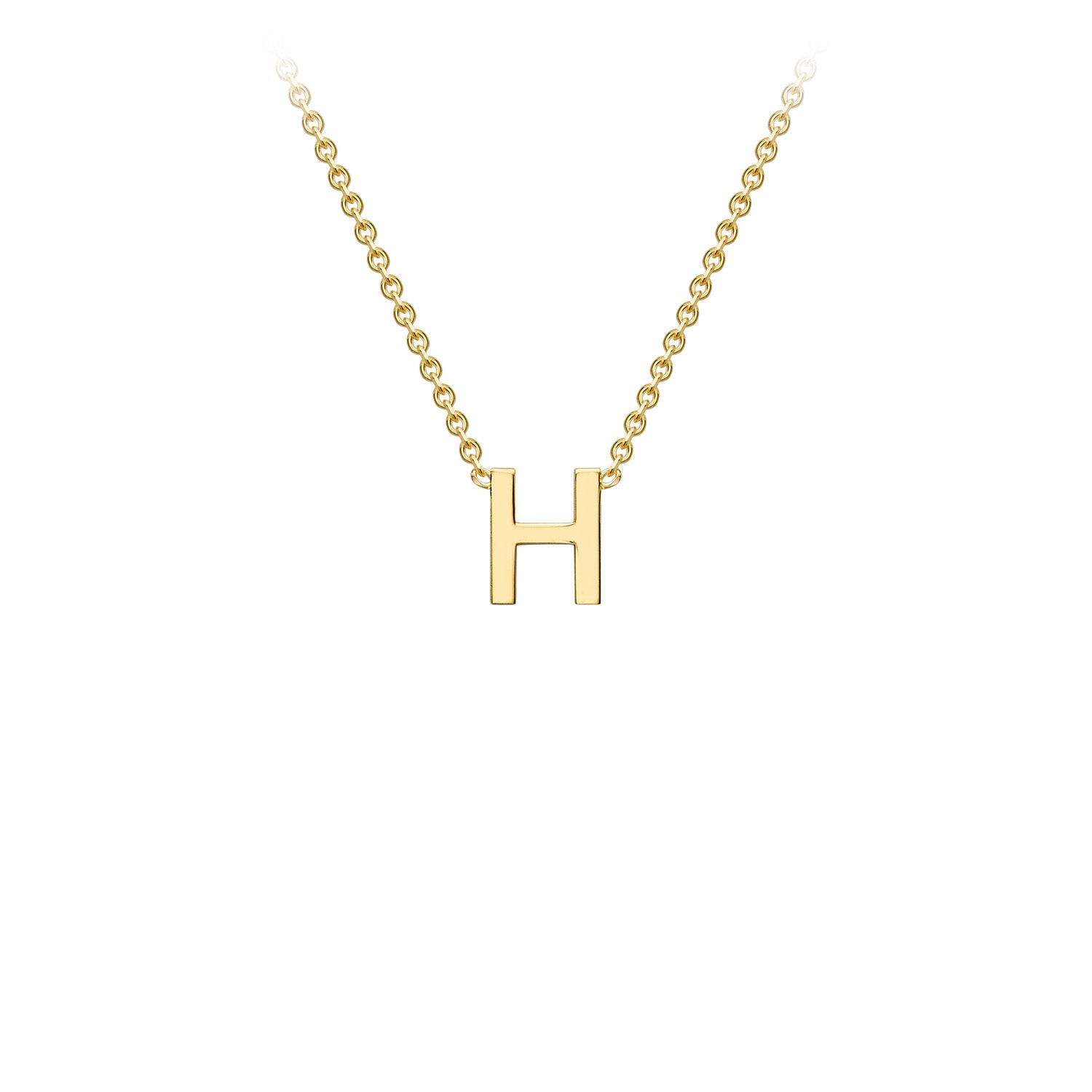 9ct Yellow Gold 'H' Initial Adjustable Letter Necklace 38/43cm