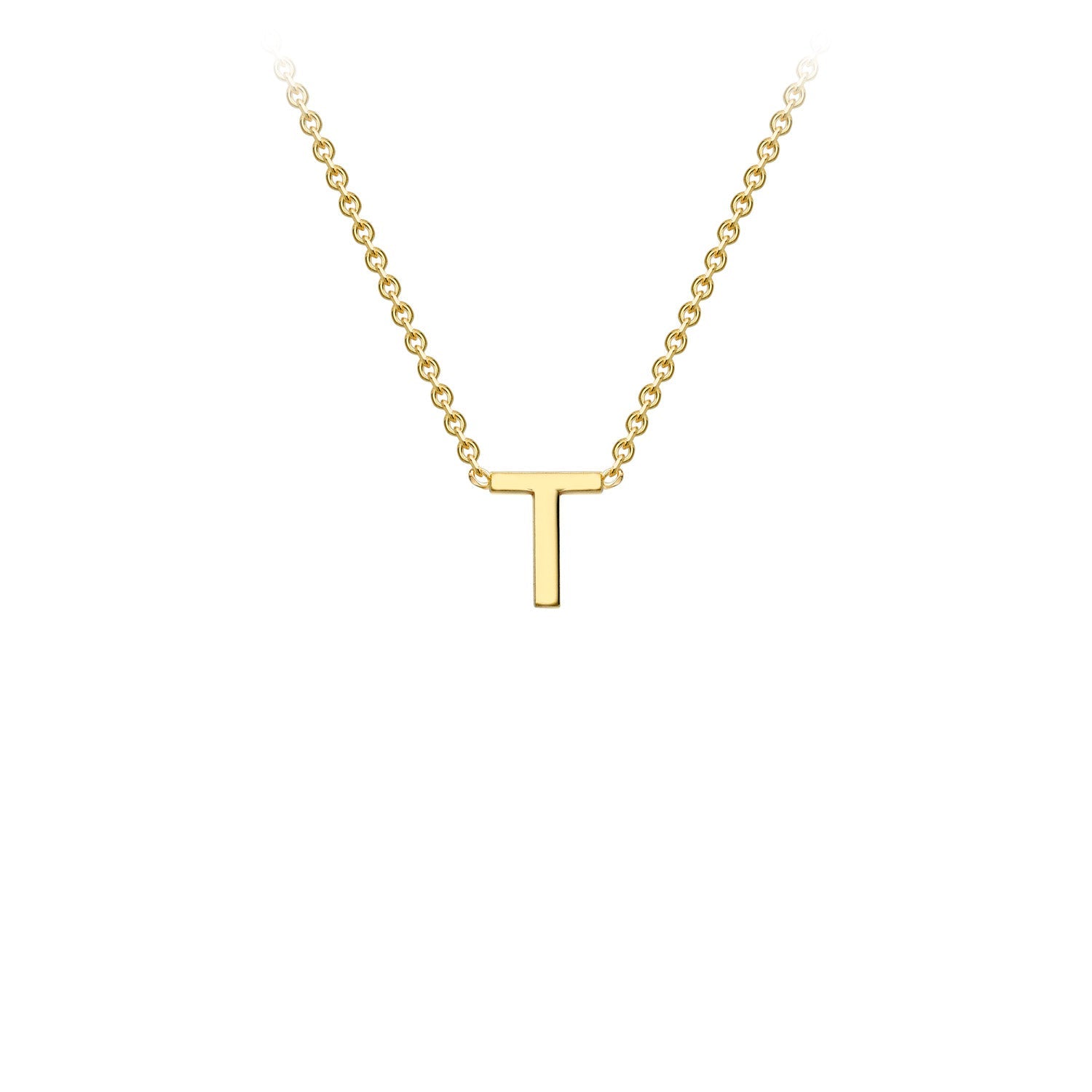 9ct Yellow Gold 'T' Initial Adjustable Letter Necklace 38/43cm
