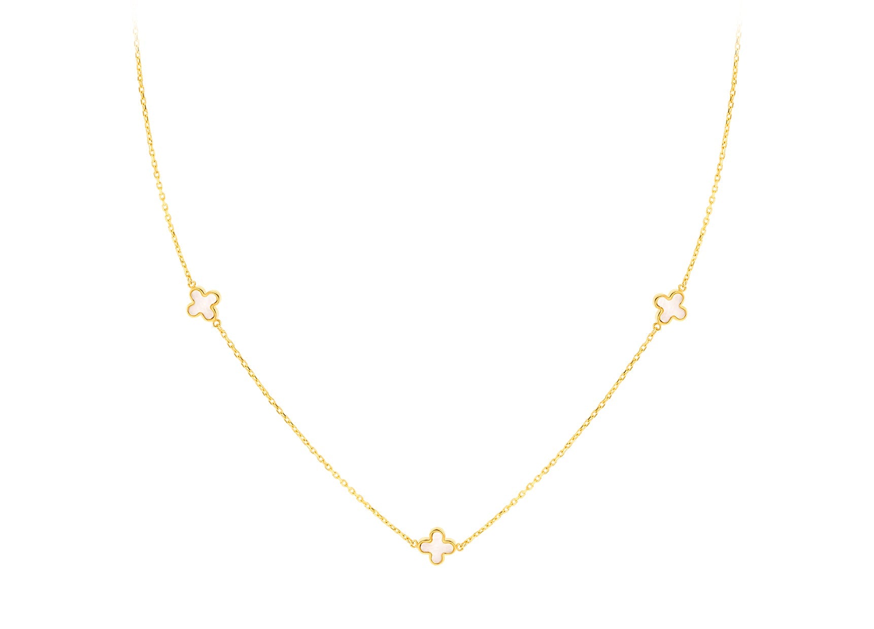9ct Yellow Gold 3 Mother-of-Pearl Petal Necklace 40-42.5 cm