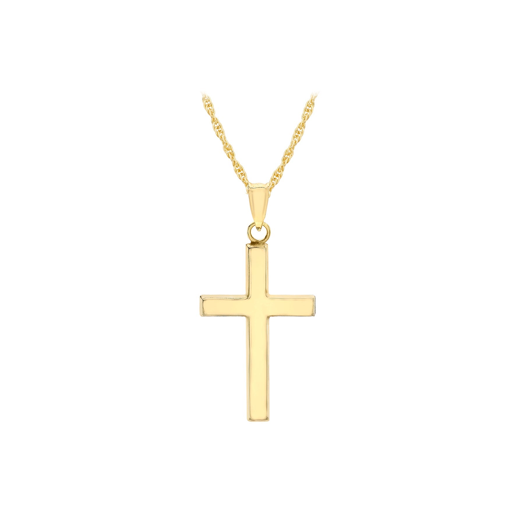 9ct Yellow Gold 15mm x 25mm Cross 14 'Prince of Wales' Chain Necklace 46cm