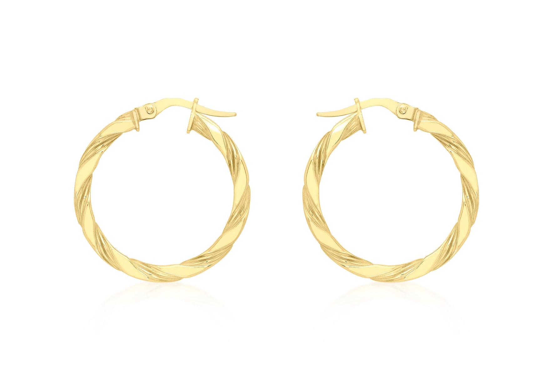 9ct Yellow Gold Flat Twist Hoops 20 mm