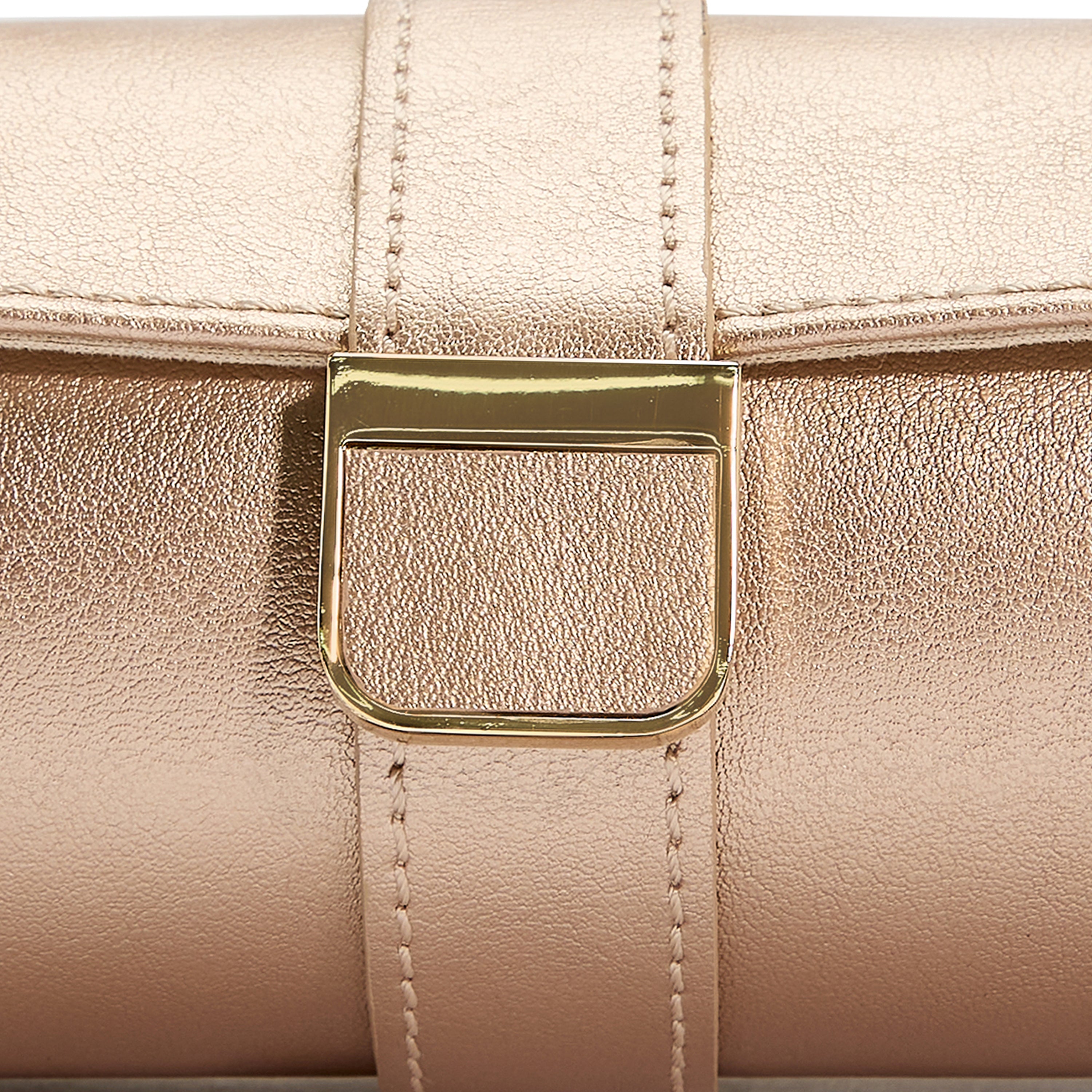 Wolf Palermo Double Watch Roll with Jewellery Pouch Rose Gold