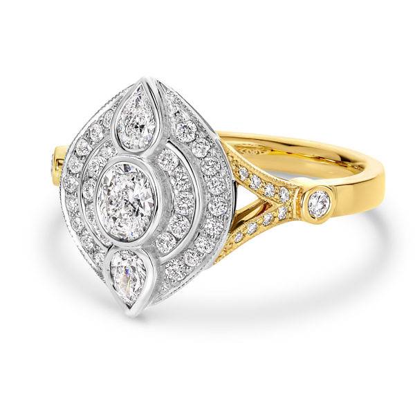 Oval, pear & brilliant cut diamond dress ring