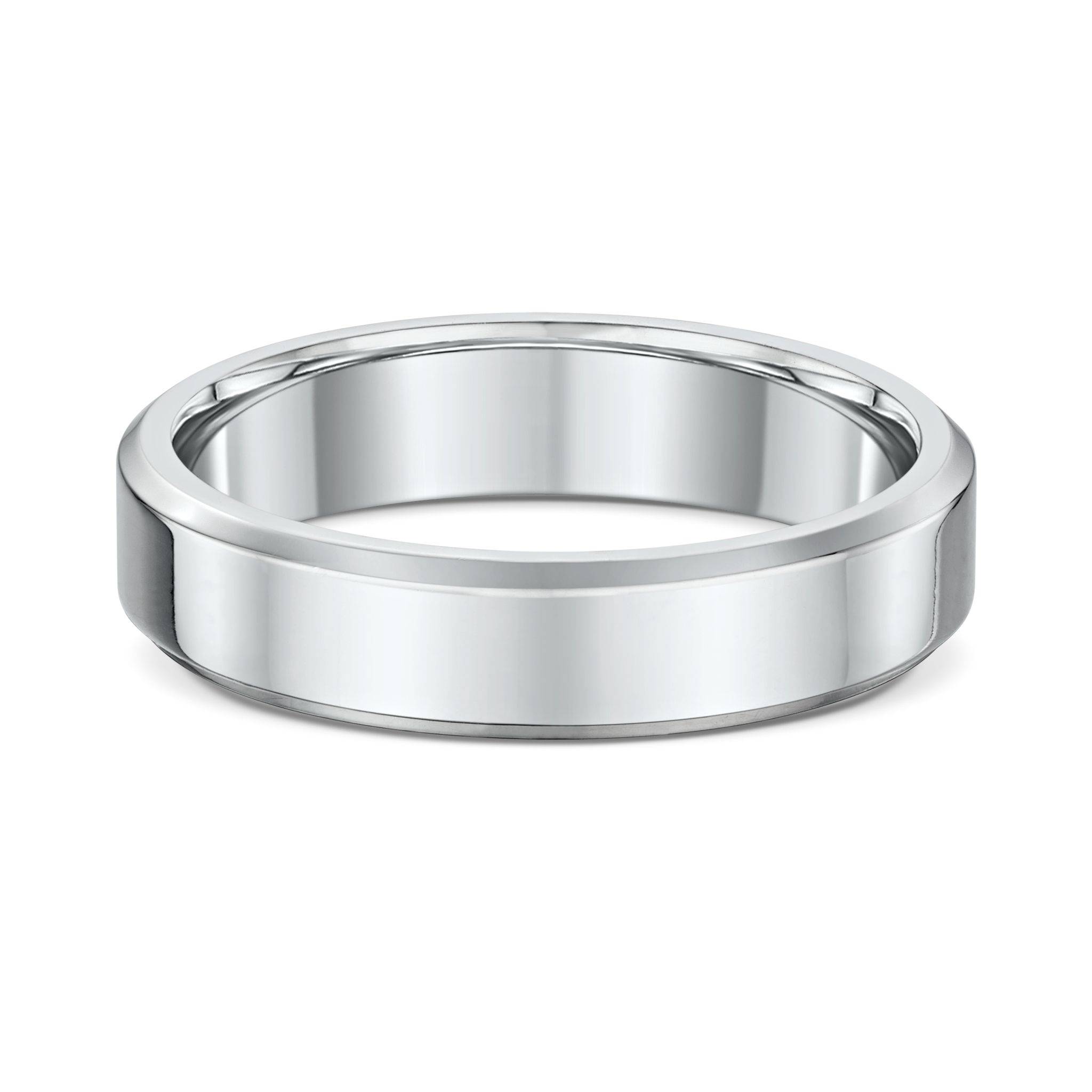 Flat bevel edge mens wedding ring