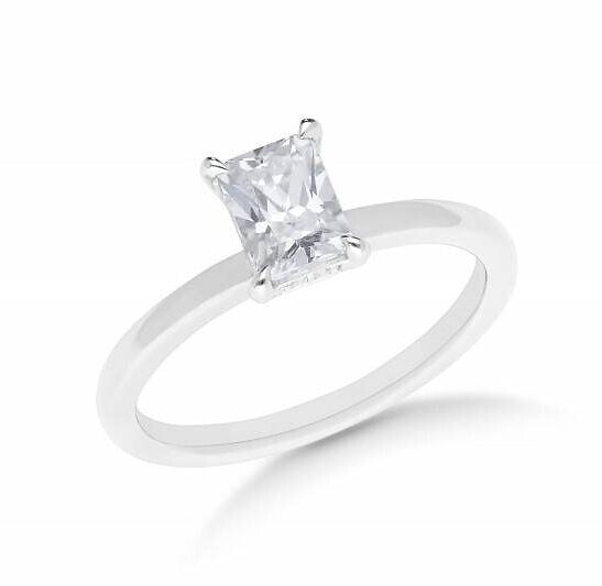 1.00ct Radiant Cut Lab-Grown Diamond Solitaire Ring with Hidden Halo