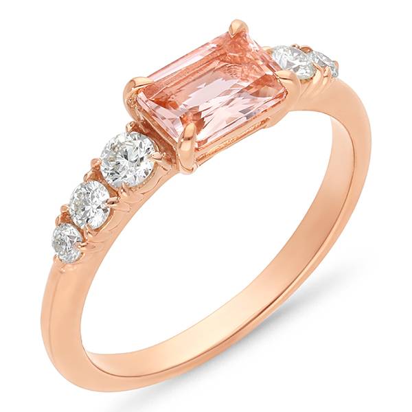 Rose gold and morganite diamond ring