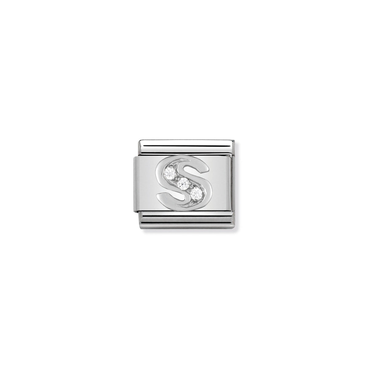 NOMINATION Composable Classic Link 330301/19 Letter S with Cubic Zirconia in 925 Silver