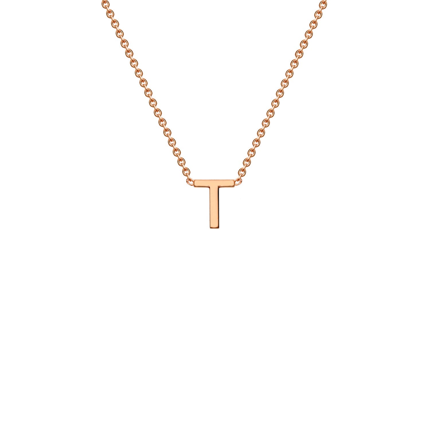 9ct Rose Gold 'T' Initial Adjustable Letter Necklace 38/43cm