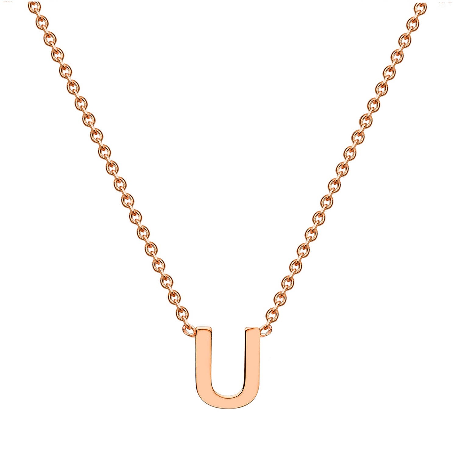 9ct Rose Gold 'U' Initial Adjustable Letter Necklace 38/43cm