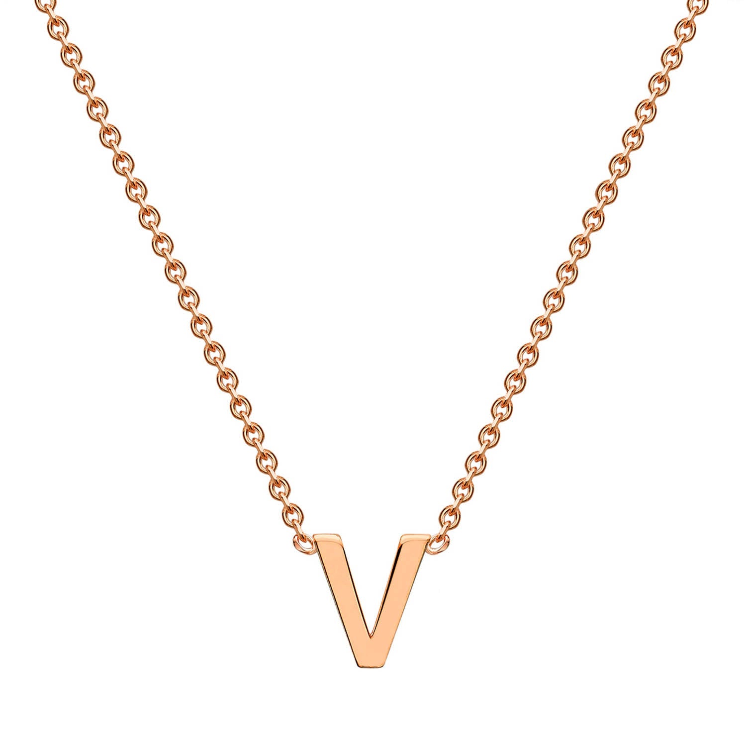 9ct Rose Gold 'V' Initial Adjustable Letter Necklace 38/43cm