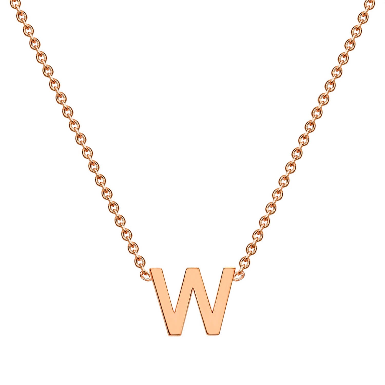 9ct Rose Gold 'W' Initial Adjustable Letter Necklace 38/43cm