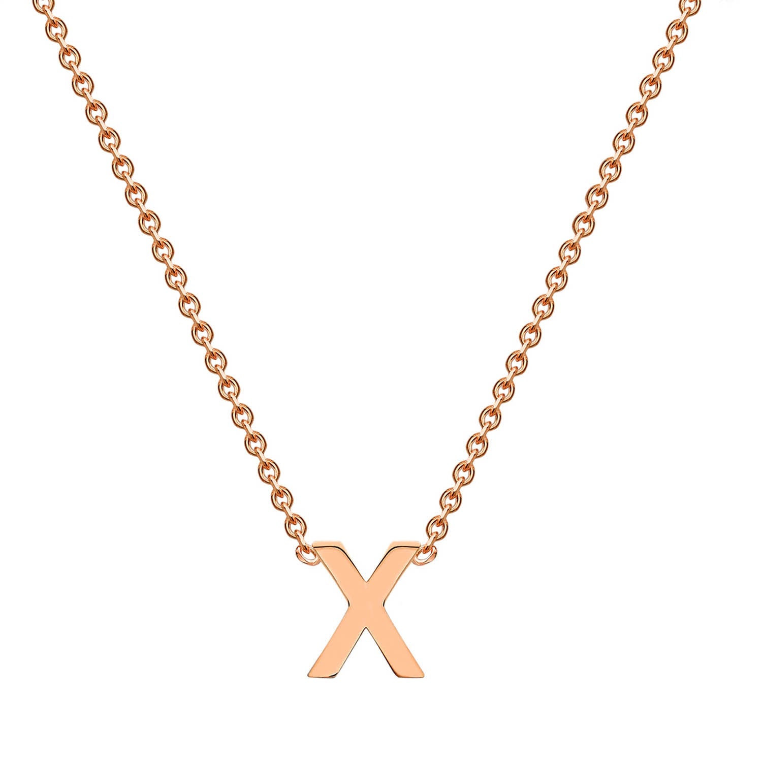 9ct Rose Gold 'X' Initial Adjustable Letter Necklace 38/43cm