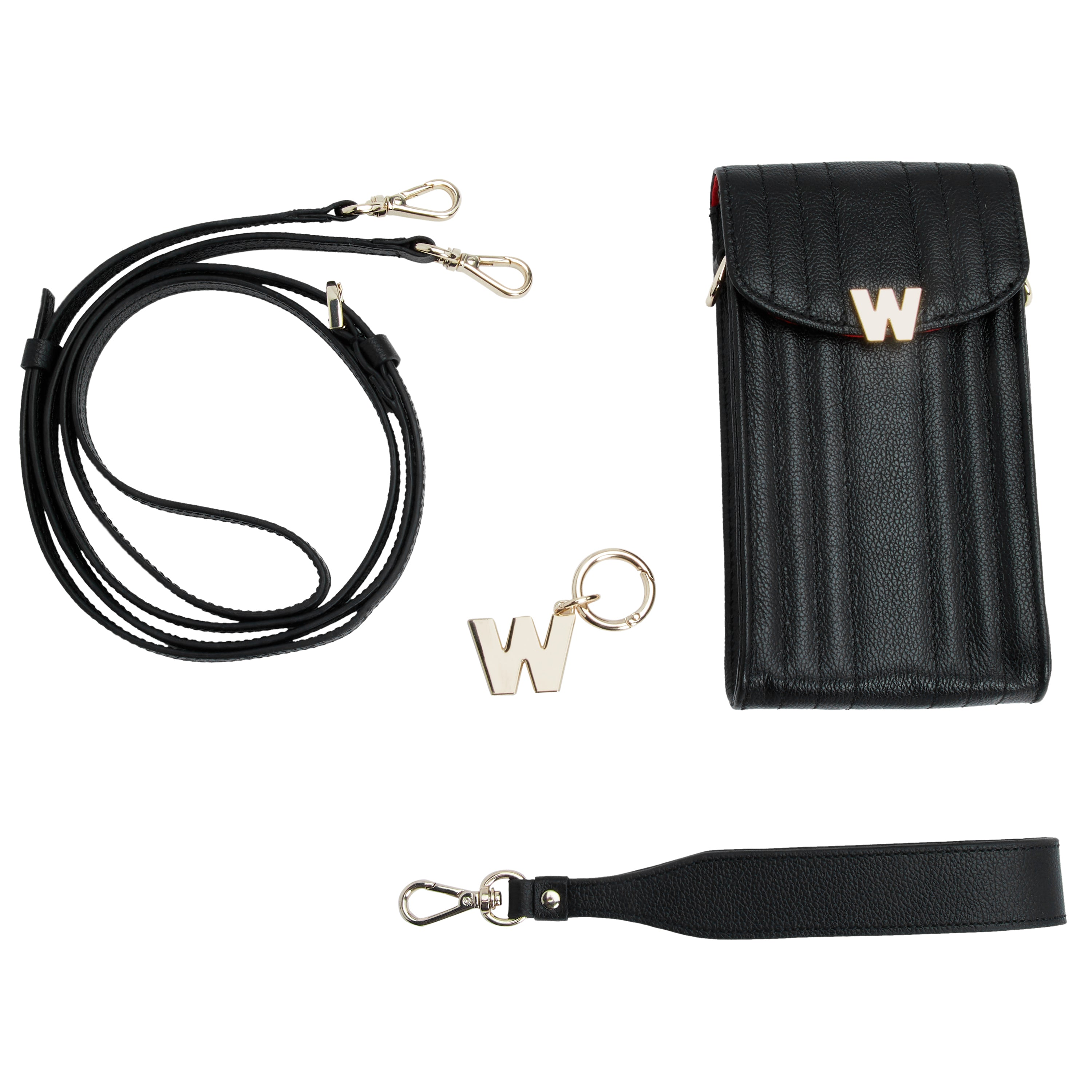 Wolf Mimi Phone Case with Wristlet & Lanyard Black