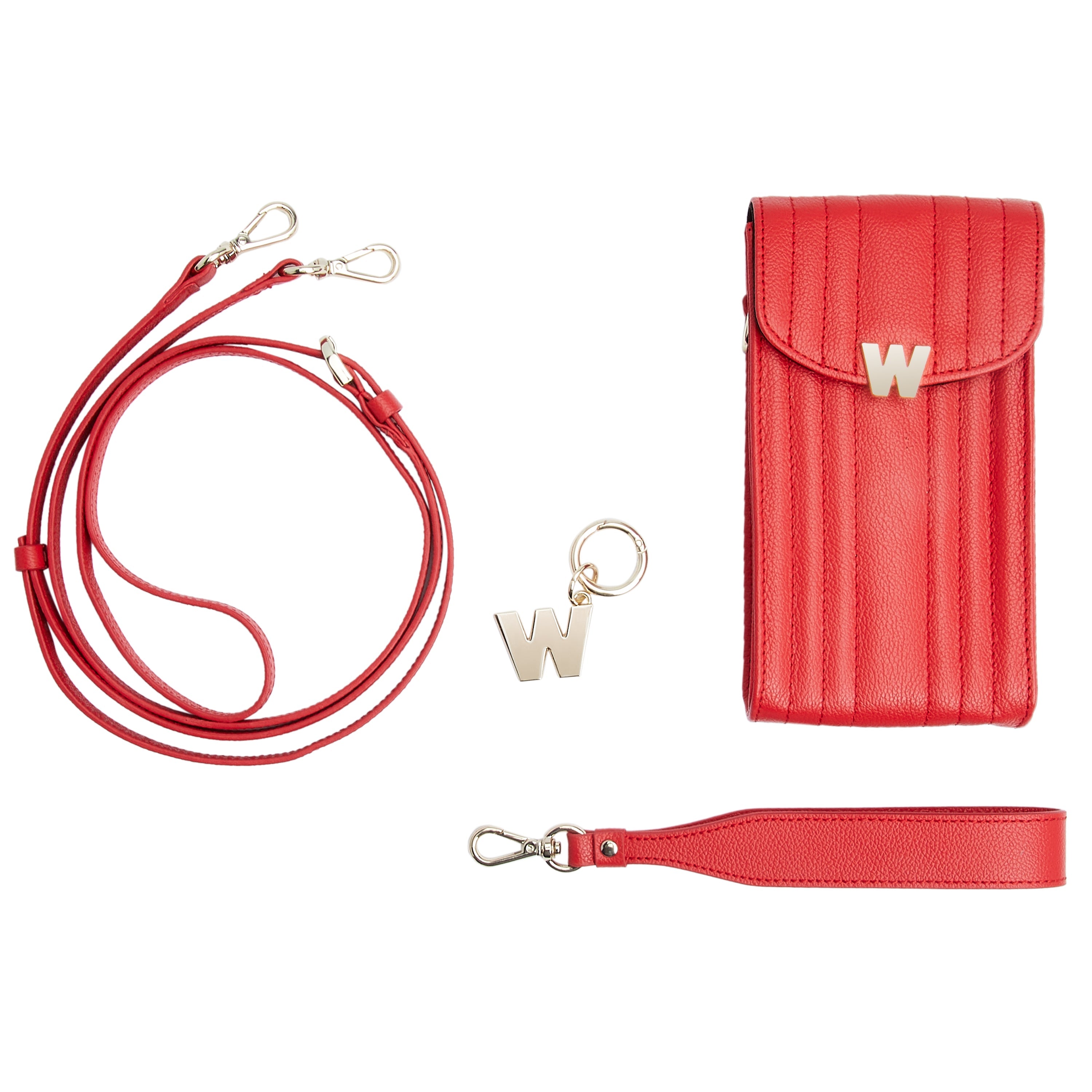 Wolf Mimi Phone Case with Wristlet & Lanyard Red