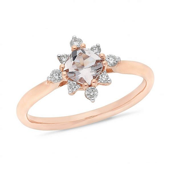 morganite & diamond spaced halo ring