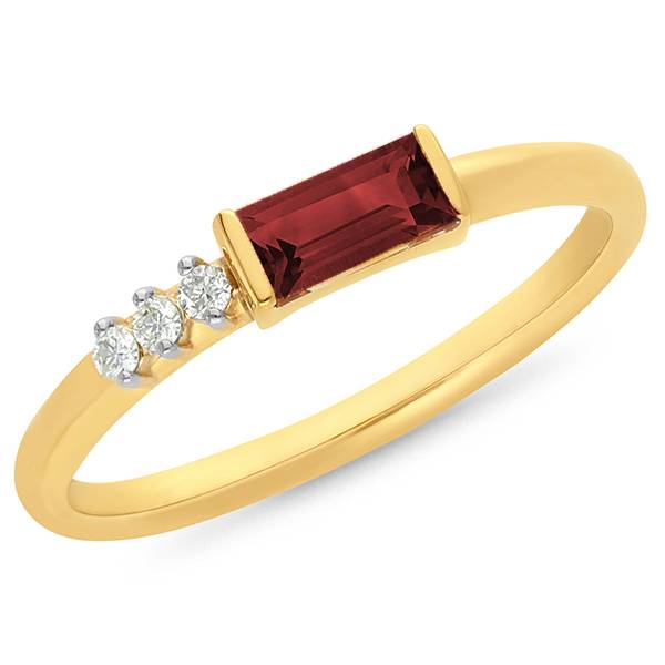 Baguette Garnet and Diamond Ring
