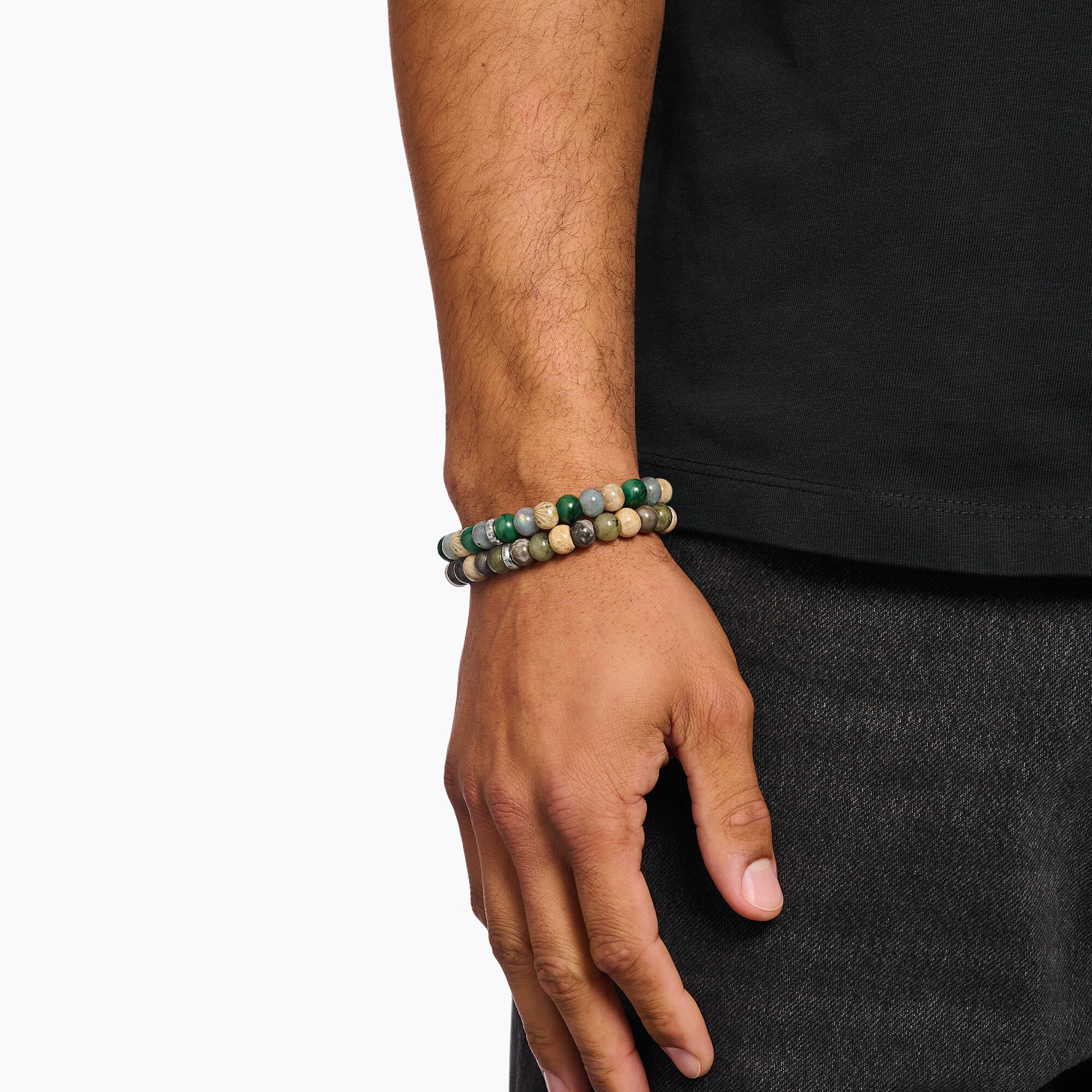 THOMAS SABO Bracelet with labradorite and crocodile jasper beads
