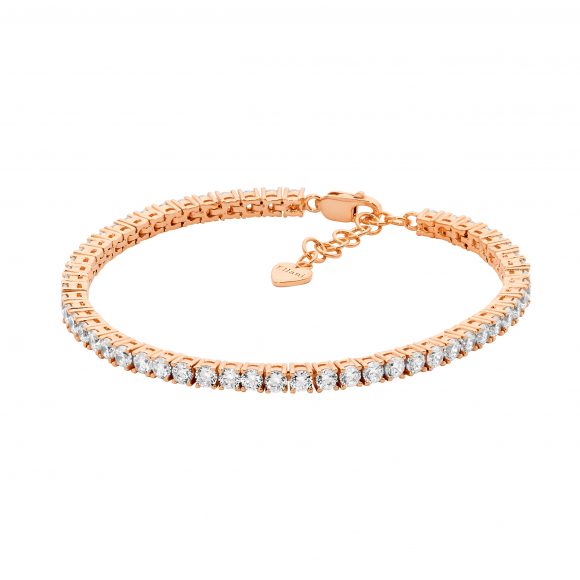 Rose Gold Plated Sterling Silver Cubic Zirconia Tennis Bracelet