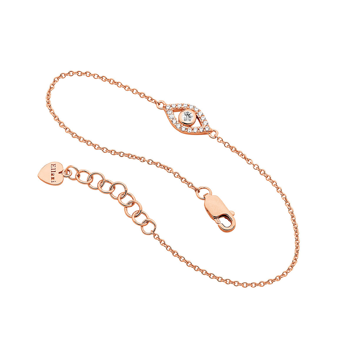 Rose Gold Plated Sterling Silver Evil Eye Bracelet