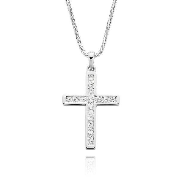 18ct diamond channel set cross