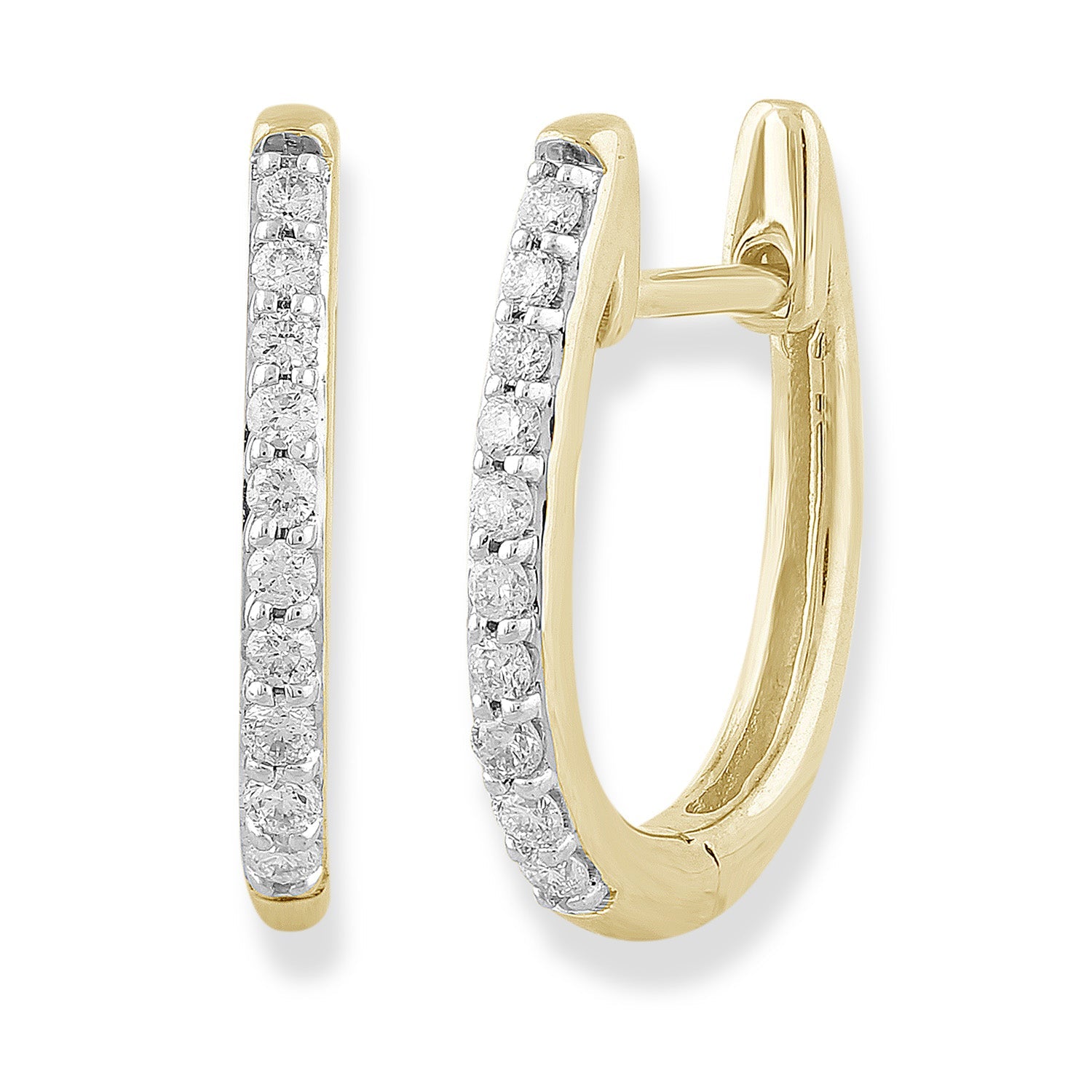 Huggie Earrings with 0.15ct Diamonds in 9ct Yellow Gold