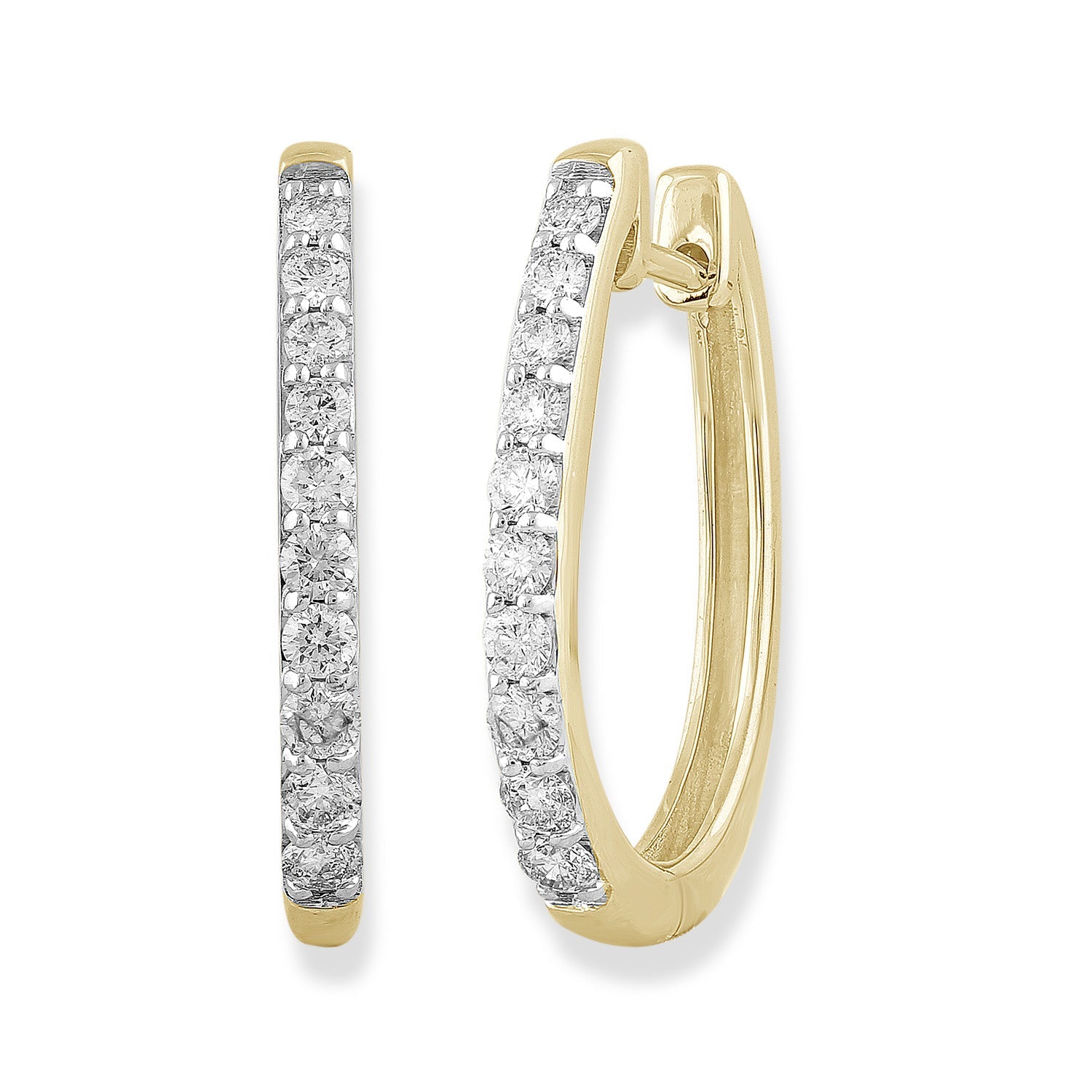 Huggie Earrings with 0.50ct Diamonds in 9ct Yellow Gold