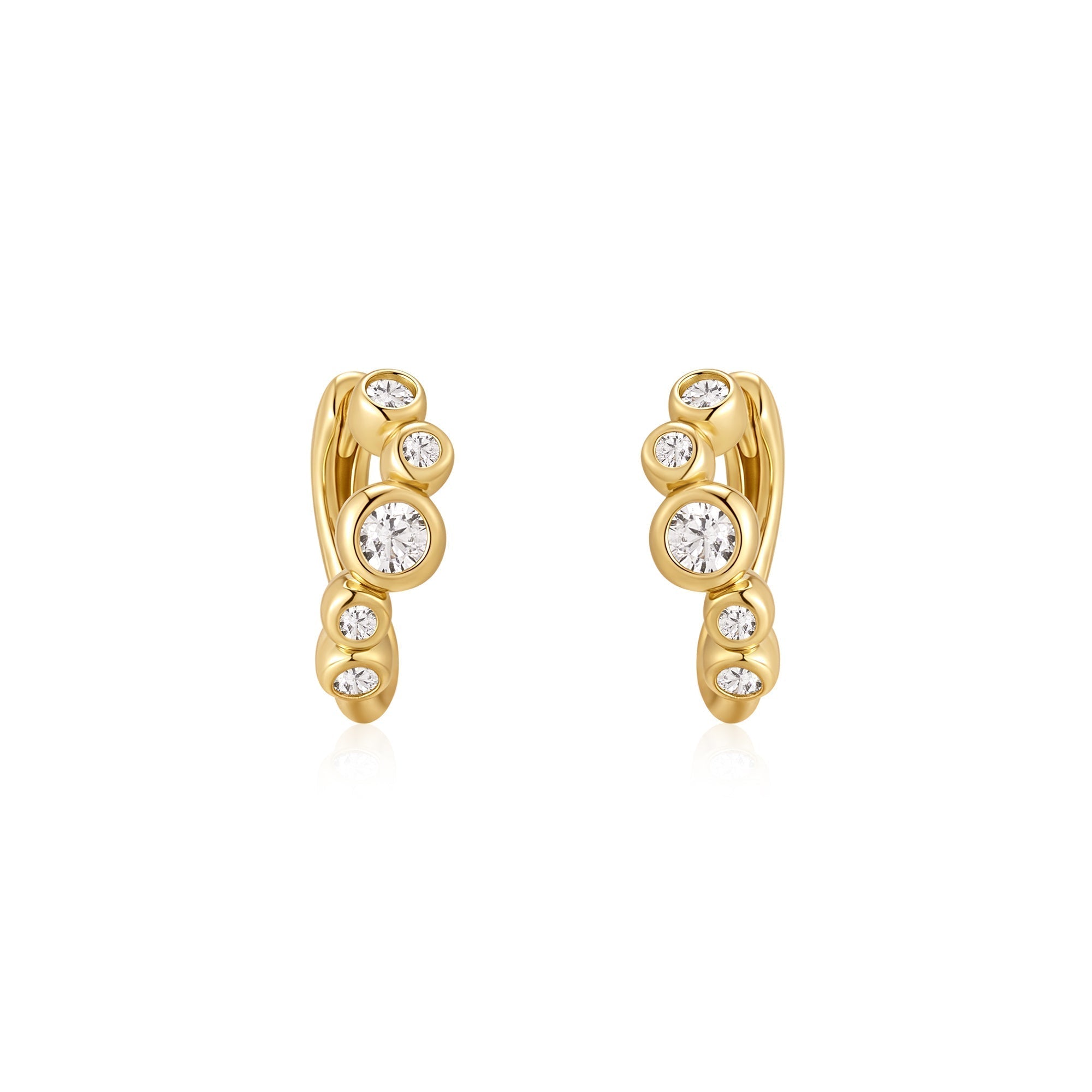 Ania Haie Gold Small Sparkling Tide Huggie Hoop Earrings