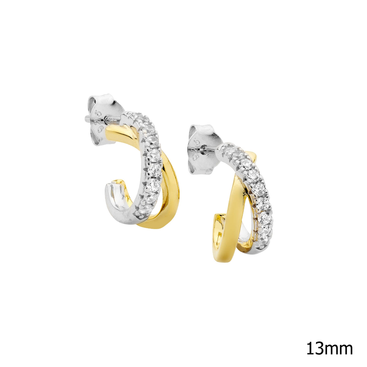 Gold Plated Sterling Silver Cubic Zirconia Hoop Earrings