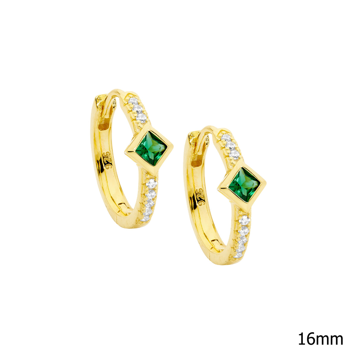 Gold Plated Sterling Silver Cubic Zirconia Hoop Earrings
