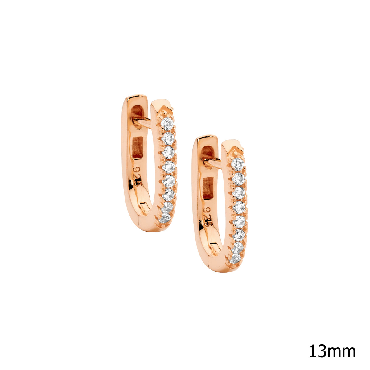 Rose Gold Plated Sterling Silver Cubic Zirconia Hoop Earrings