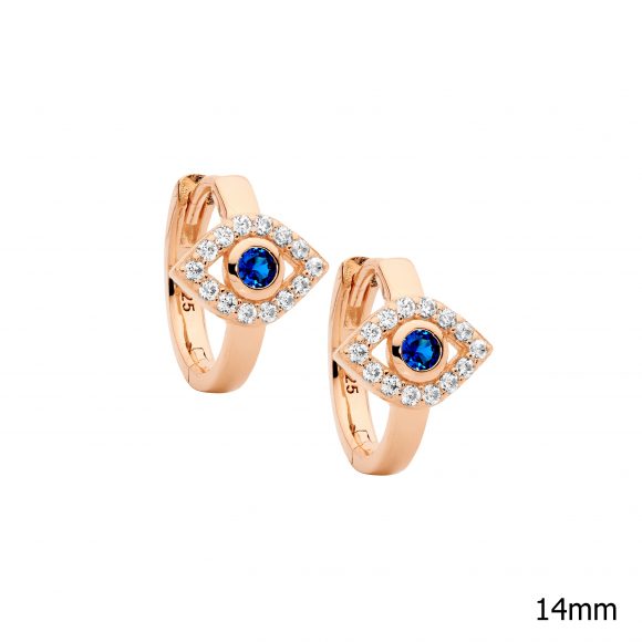Rose Gold Plated Sterling Silver Cubic Zirconia Hoop Earrings