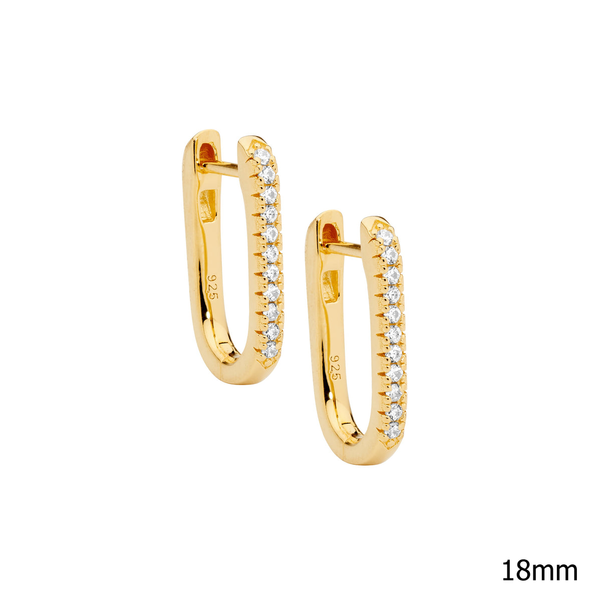 Gold Plated Sterling Silver Cubic Zirconia Hoop Earrings