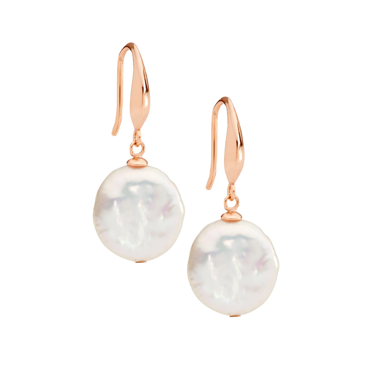 Rose Gold Plated Sterling Silver Pearl Drop Earrings