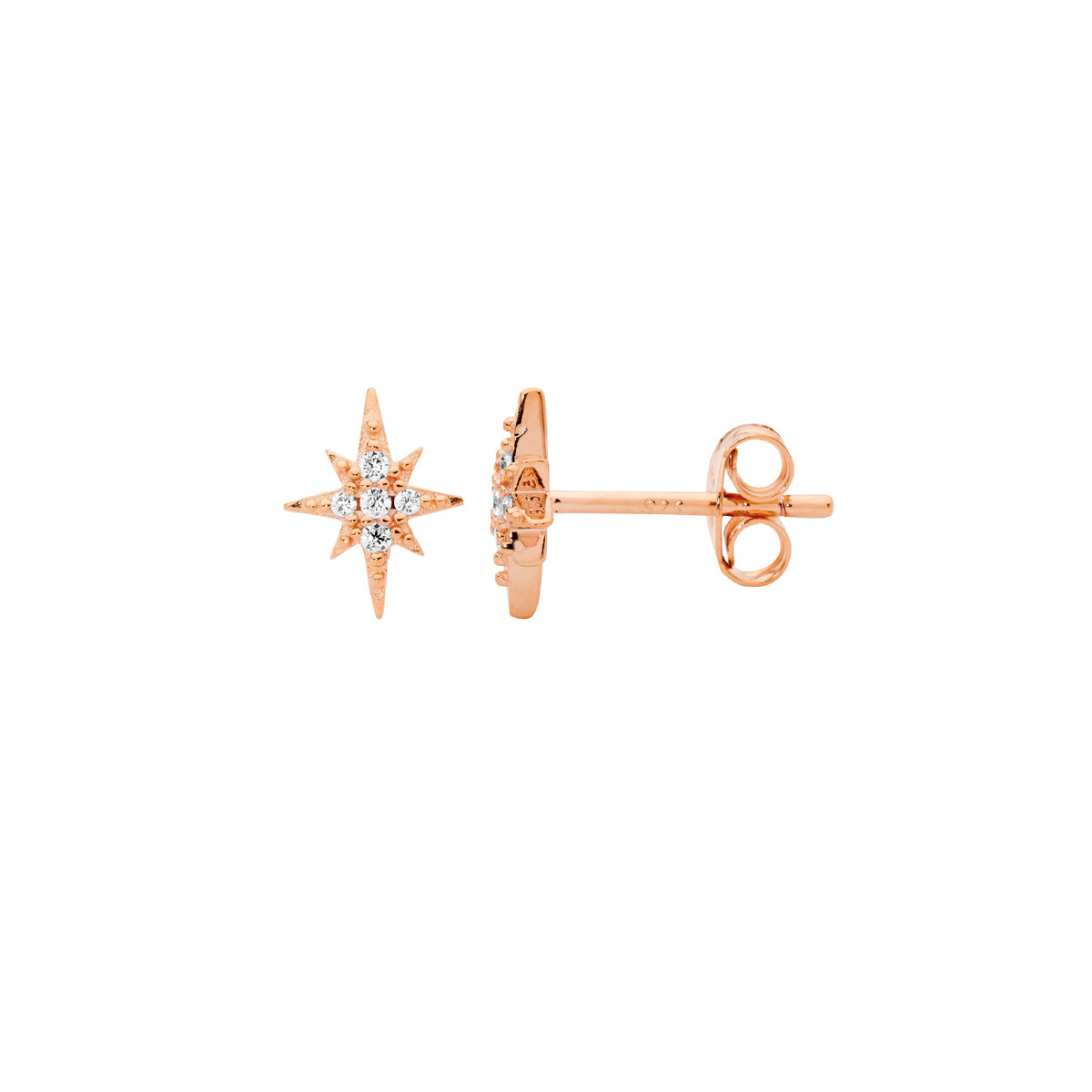 Rose Gold Plated Sterling Silver Cubic Zirconia Stud Earrings