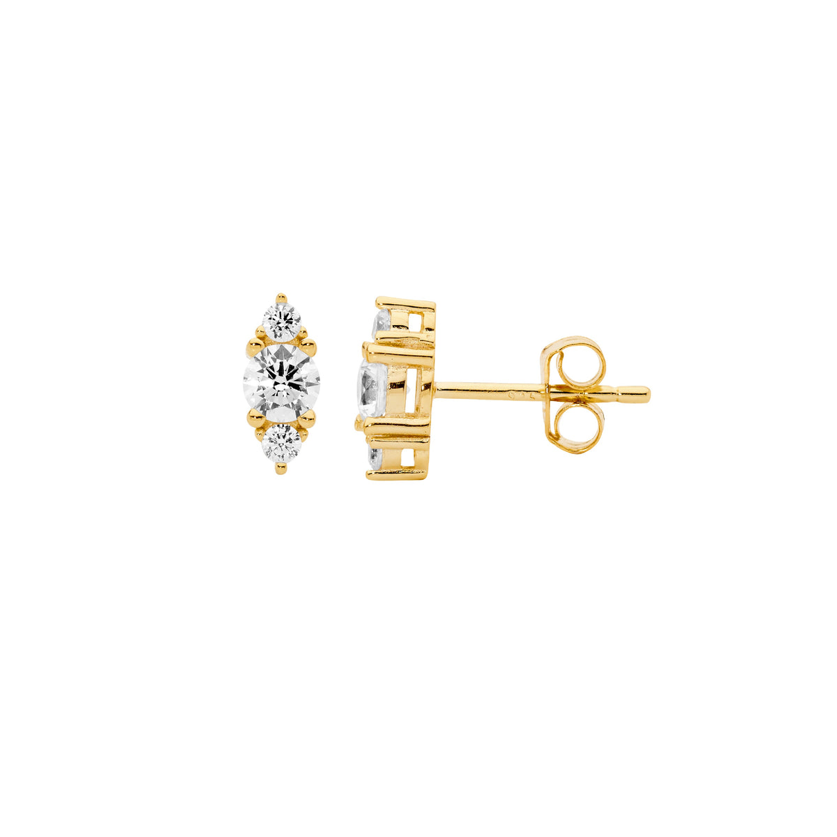 Gold Plated Sterling Silver Cubic Zirconia Stud Earrings
