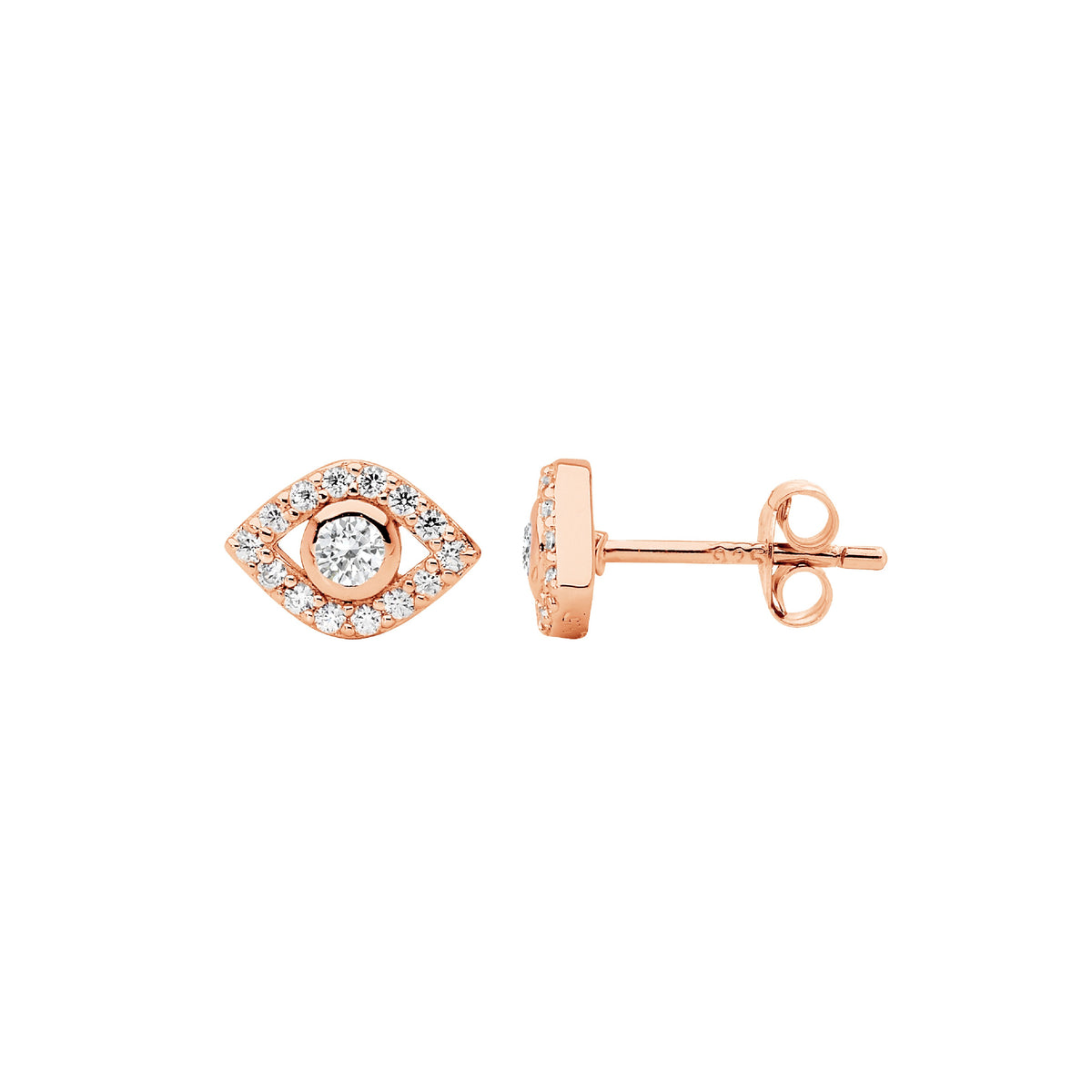 Rose Gold Plated Sterling Silver Cubic Zirconia Earrings