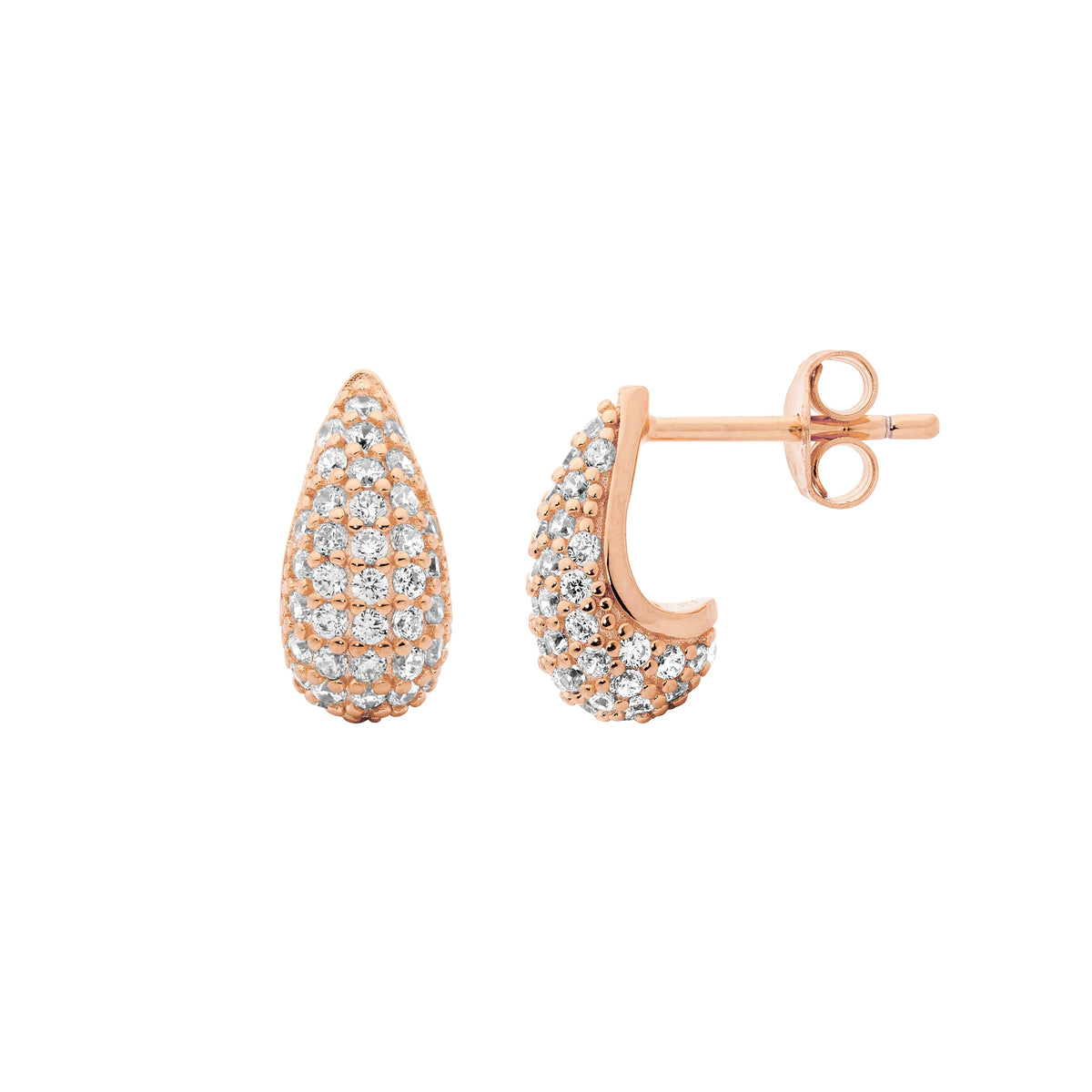 Rose Gold Plated Sterling Silver Cubic Zirconia Drop Earrings