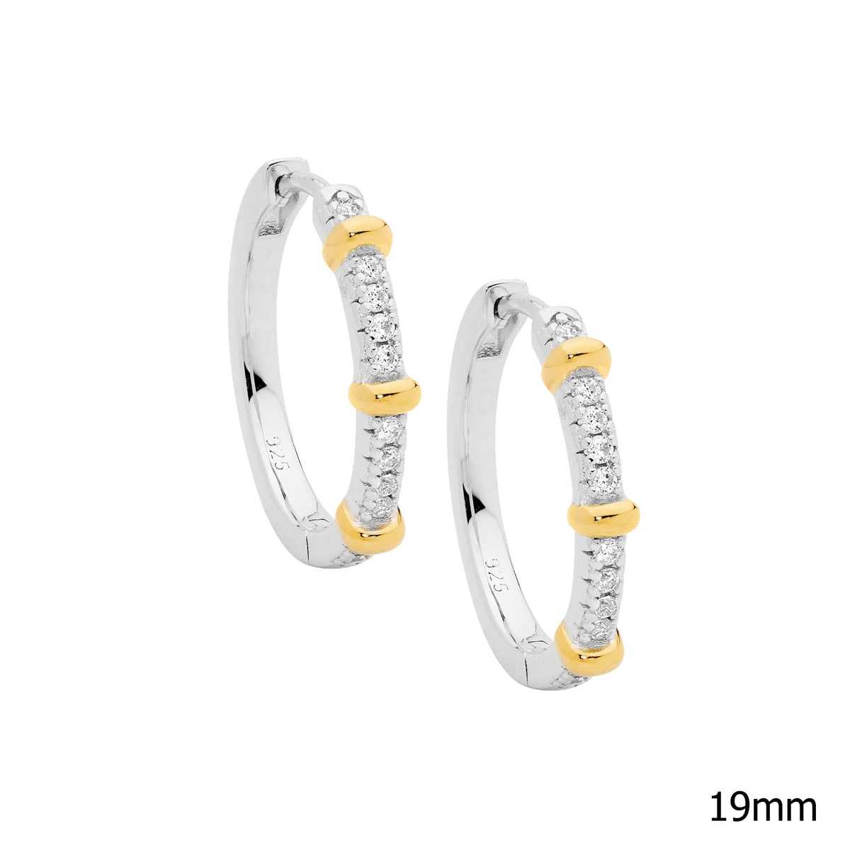 Gold Plated Sterling Silver Cubic Zirconia Hoop Earrings