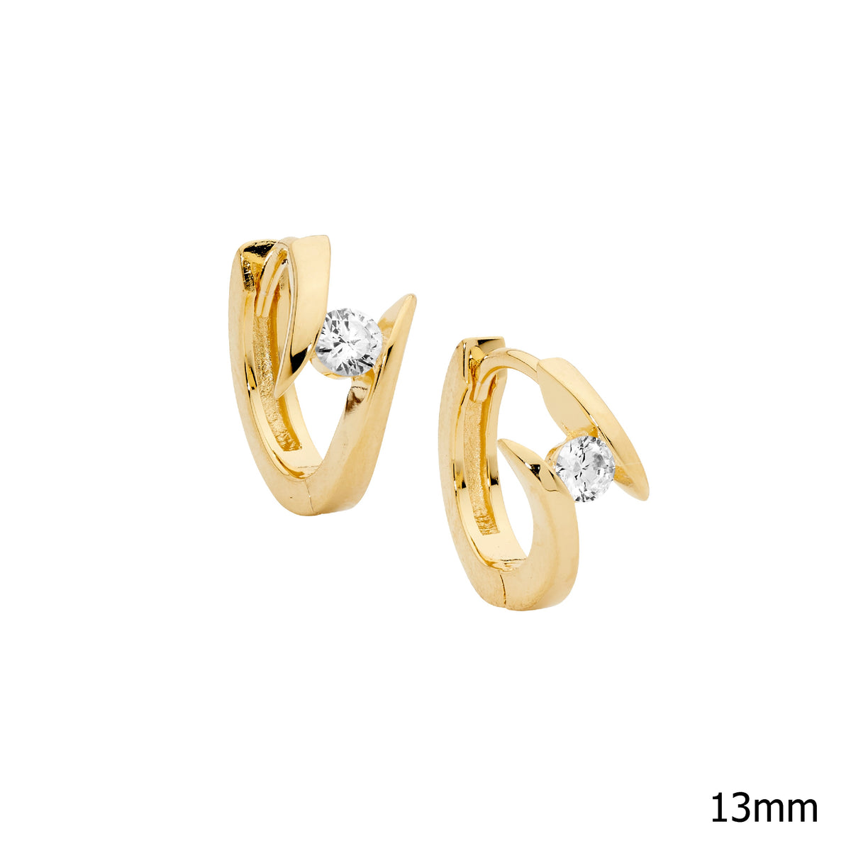 Gold Plated Sterling Silver Cubic Zirconia Huggie Earrings