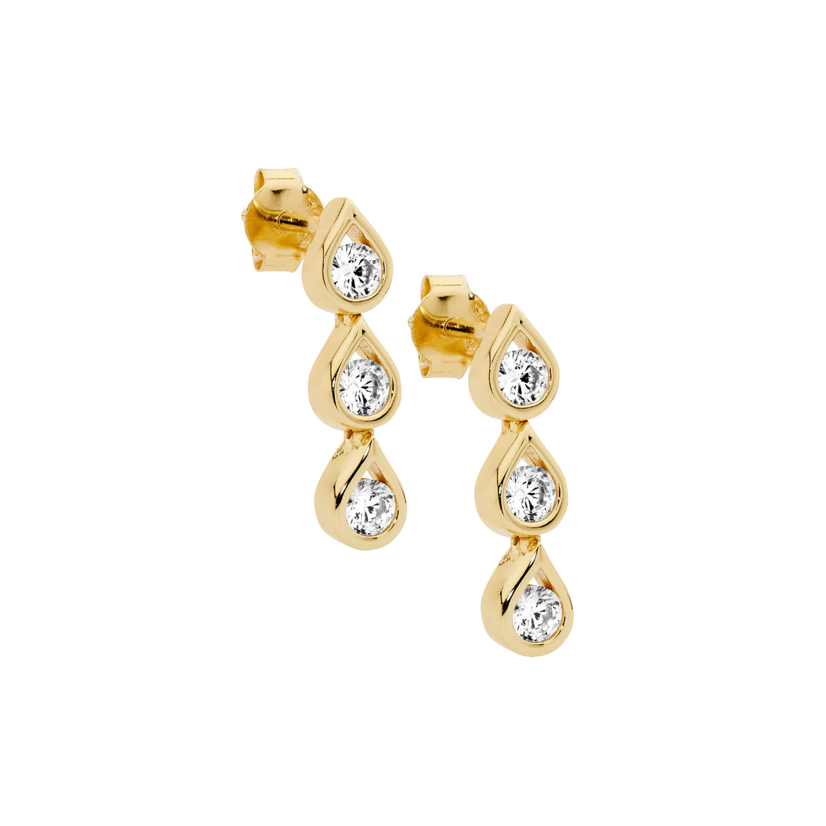 Gold Plated Sterling Silver Cubic Zirconia Drop Earrings