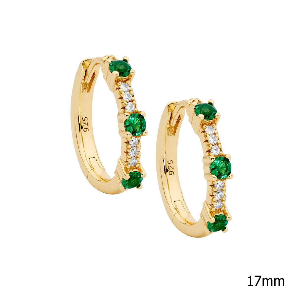 Gold Plated Sterling Silver Cubic Zirconia Huggie Earrings