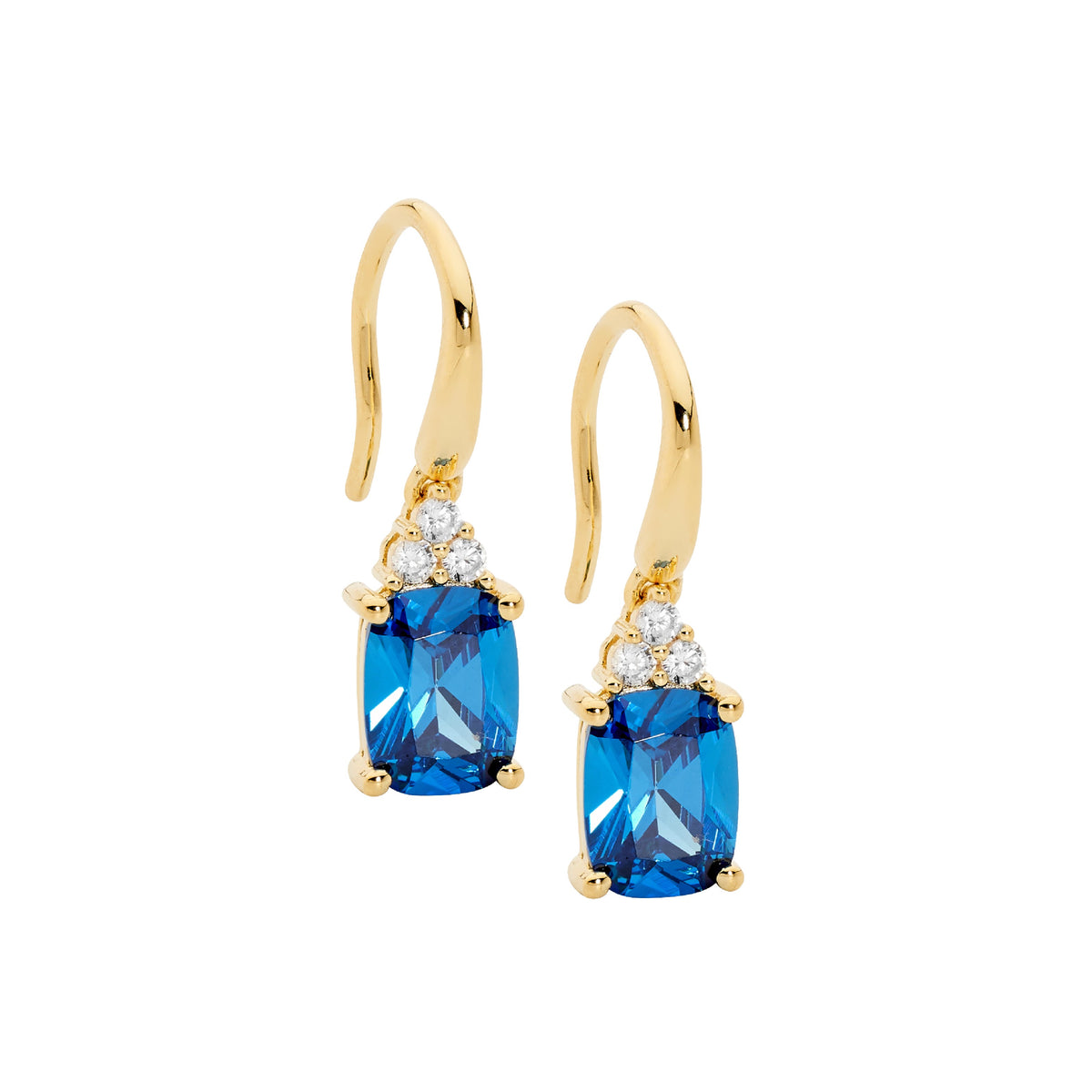 Gold Plated Sterling Silver Cubic Zirconia Drop Earrings