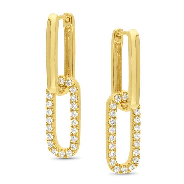 Diamond Set Paperclip Link Earrings