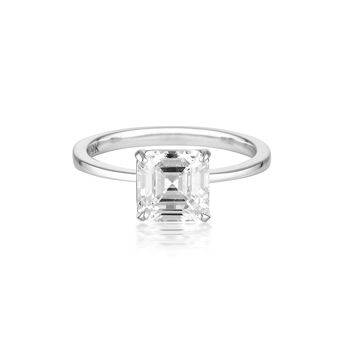 Step Cut Solitaire 1.5ct Engagement Ring White Gold