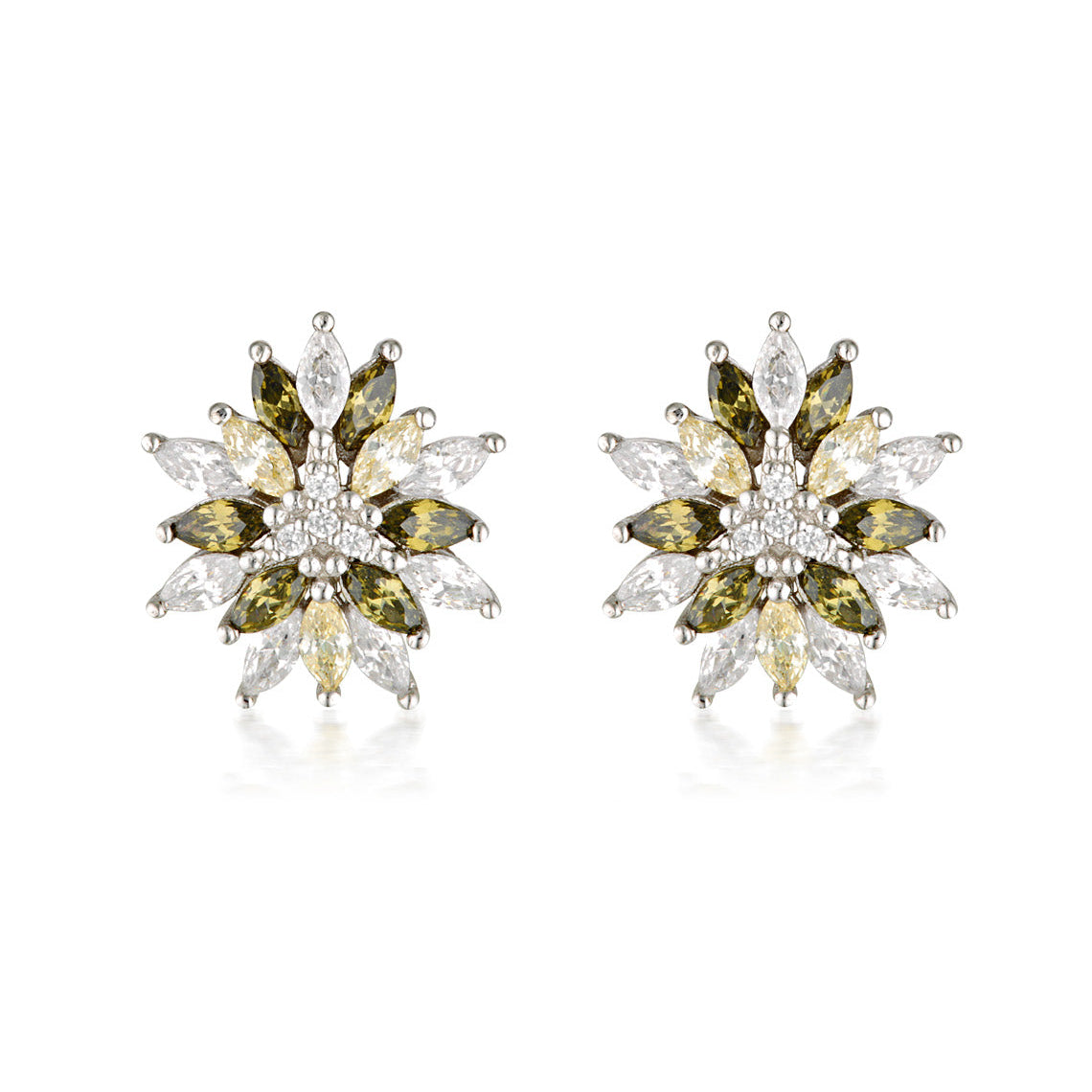 Summer Sorbet Pistachio Pompom Multi Coloured Earrings Silver