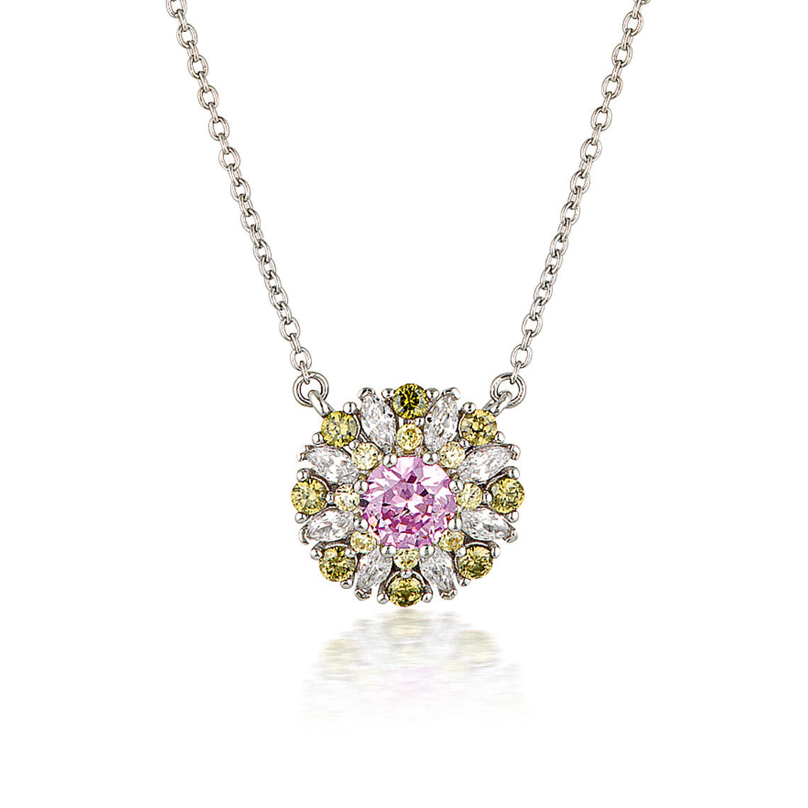 Summer Sorbet Berry Bloom Multi Coloured Pendant Silver
