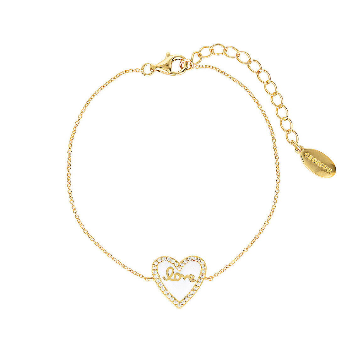Reflection Enamel Love Heart Bracelet Gold