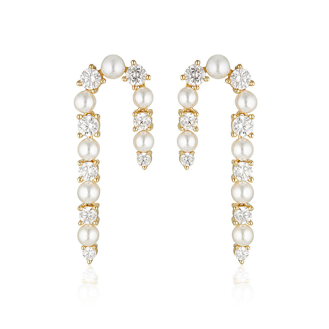 Noel Nights Candy Cane Pearl Earrings Gold