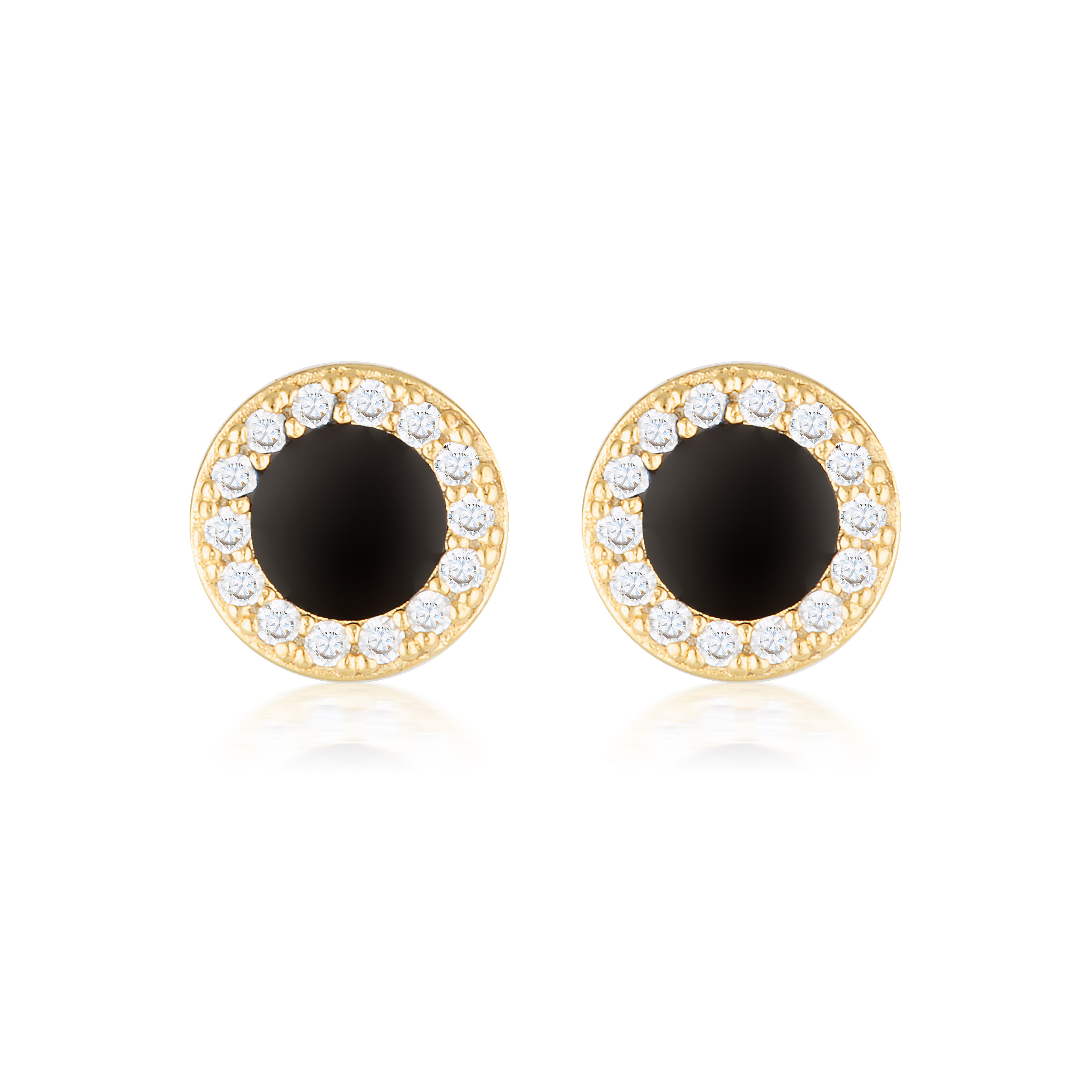 Reflection Enamel Stud Earrings Gold & Black